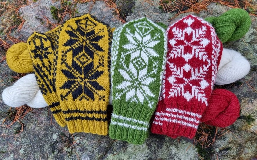 Vottepakke votter med stjerne og snøfnugg